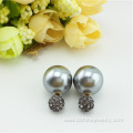 Shamballa Crystal Stud Earring For Women Shell Pearl Earring